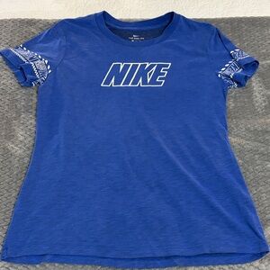 Nike Royal Blue Tee with Patterned Sleeves